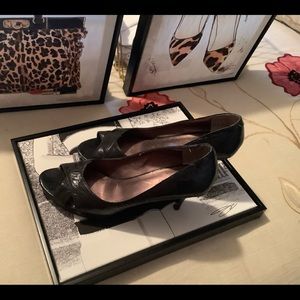 Black open toe pump
